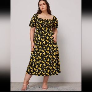 NWT Lemon Print Midi-Dress